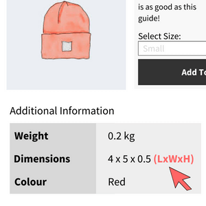 woocmmerce lwh product dimensions