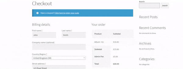 WooCommerce additional checkout fee added as order meta