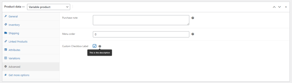 WooCommerce custom checkbox field for products when editing