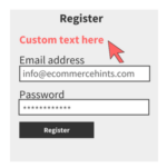 WooCommerce custom text before register form fields