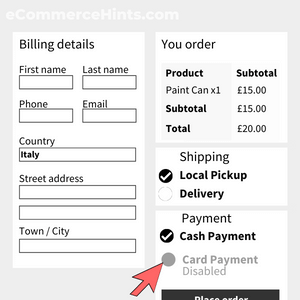woocommerce disabled payment option based on shipping method