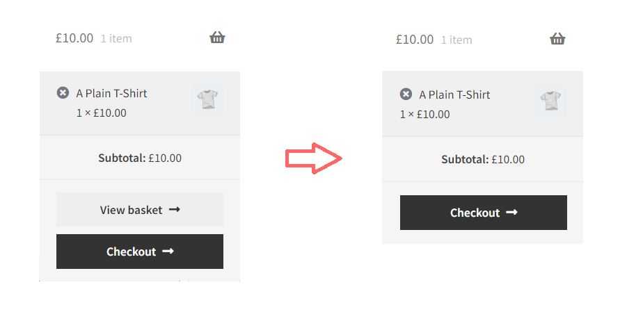 WooCommerce mini cart showing only the checkout button