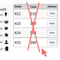 WooCommerce remove total column from my account orders table