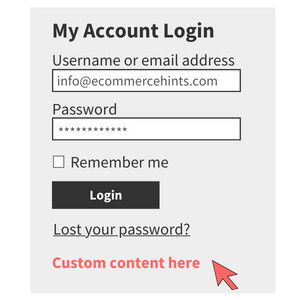 woocommerce show custom content below login form
