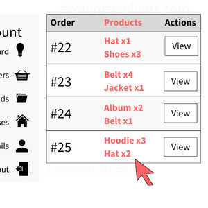 woocommerce show products ordered in my account orders table
