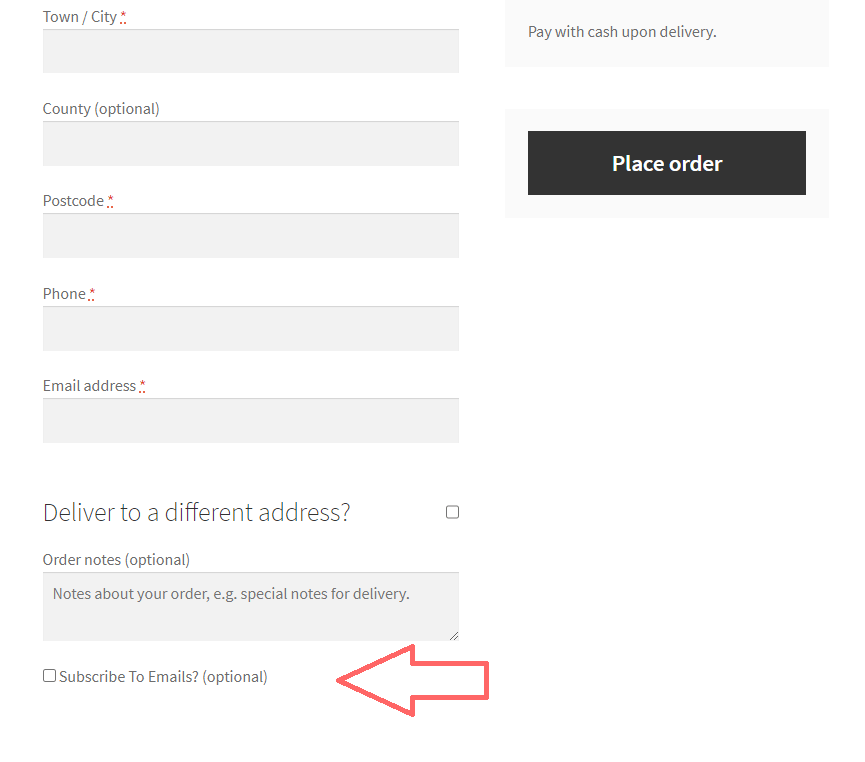 WooCommerce subscribe to emails checkbox on checkout form