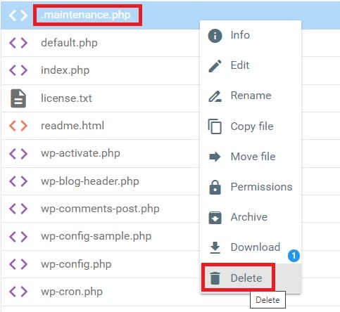 wp-maintenance-delete
